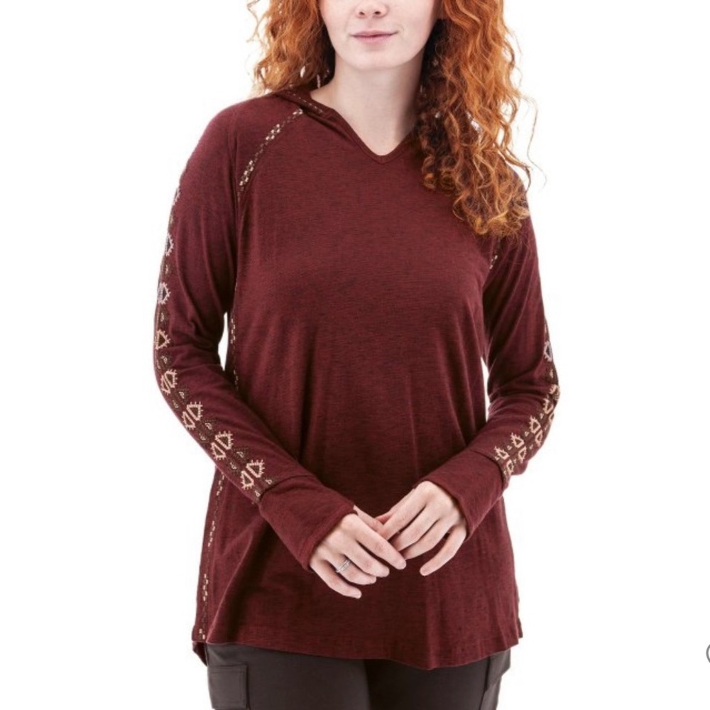 NWT Aventura Clothing Lexi Embroidered Hoody Shirt L